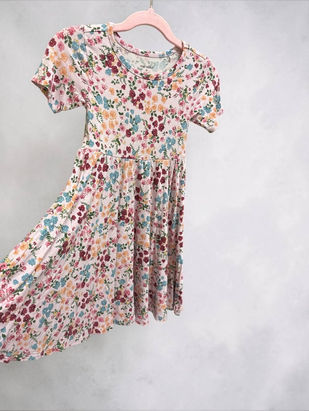 Posh Peanut Classic Short Sleeve Twirl Dress Ditsy Floral 3T GUC